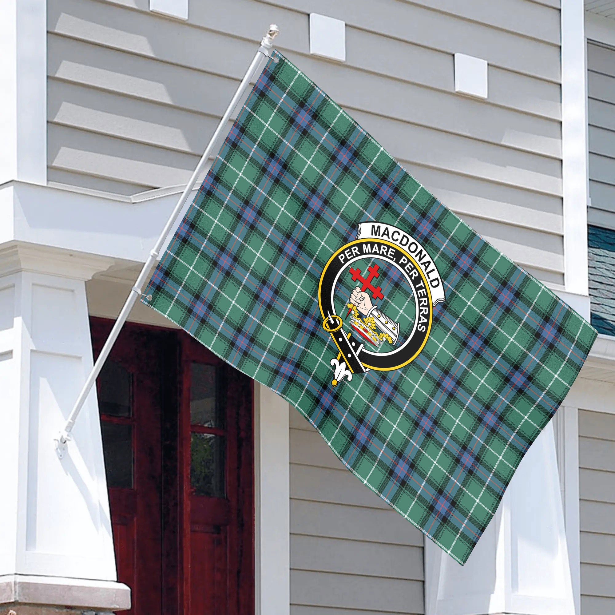 MacDonald of the Isles Hunting Ancient Tartan Crest House Flag