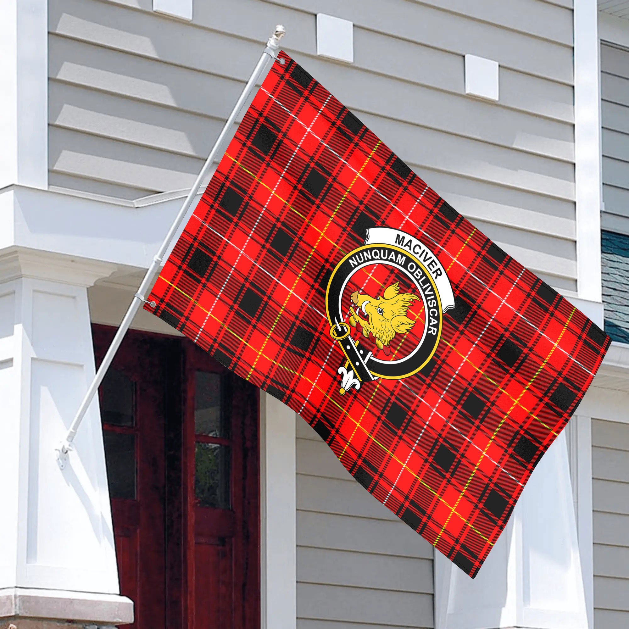 MacIver Modern Tartan Crest House Flag