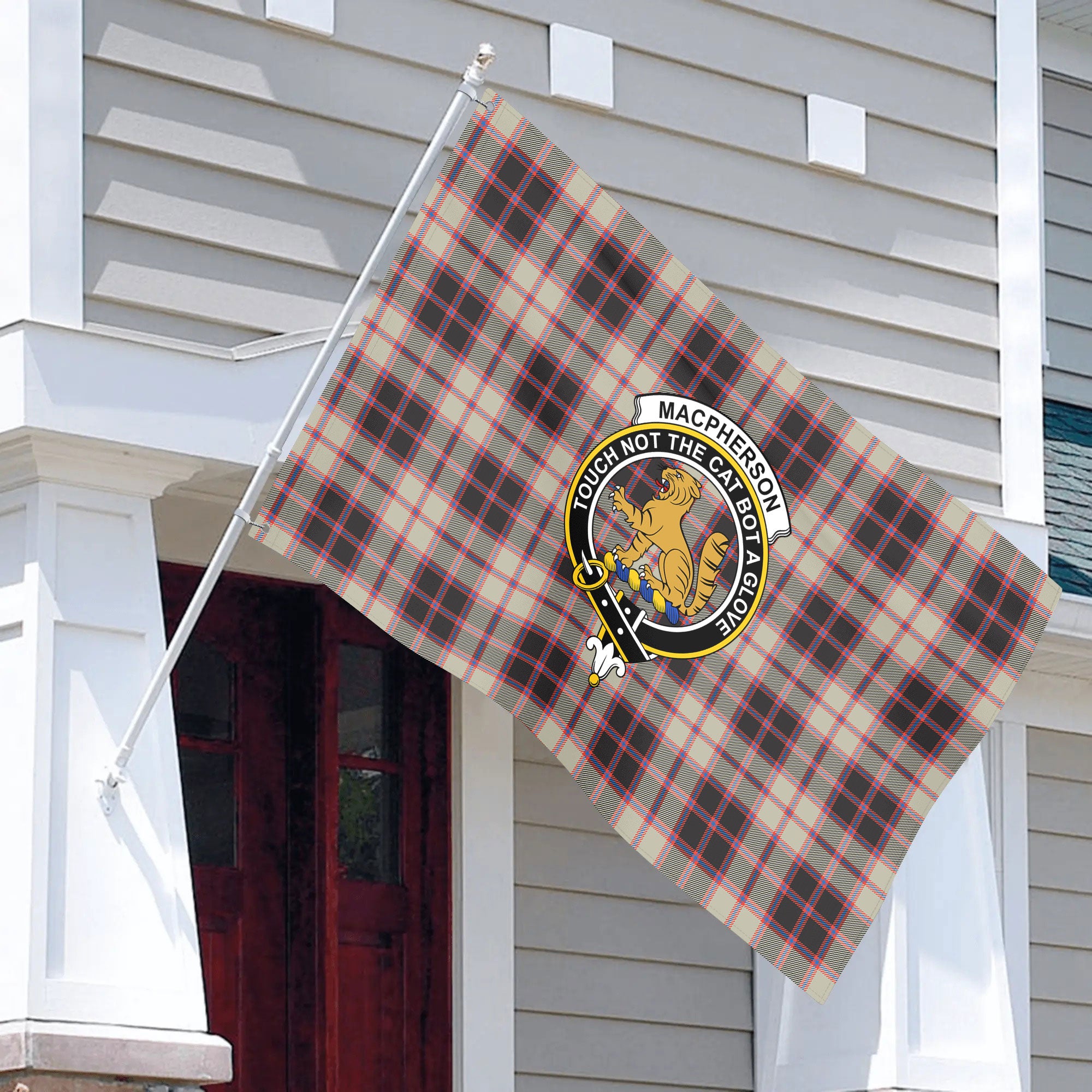 MacPherson Hunting Ancient Tartan Crest House Flag