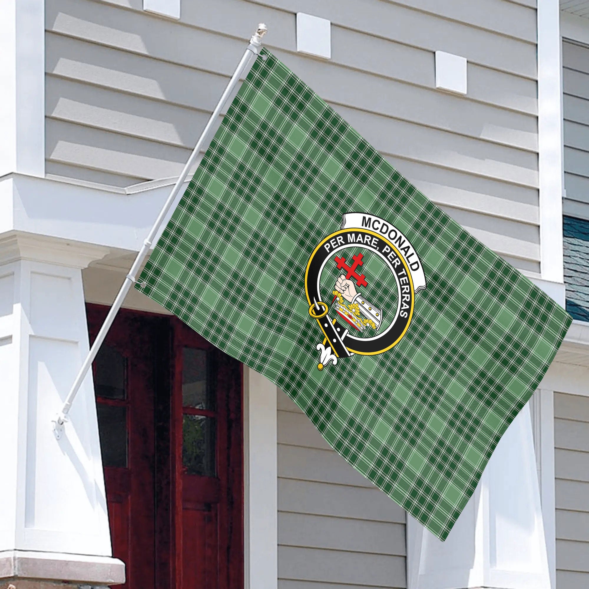 McDonald Lord of the Isles Hunting Tartan Crest House Flag