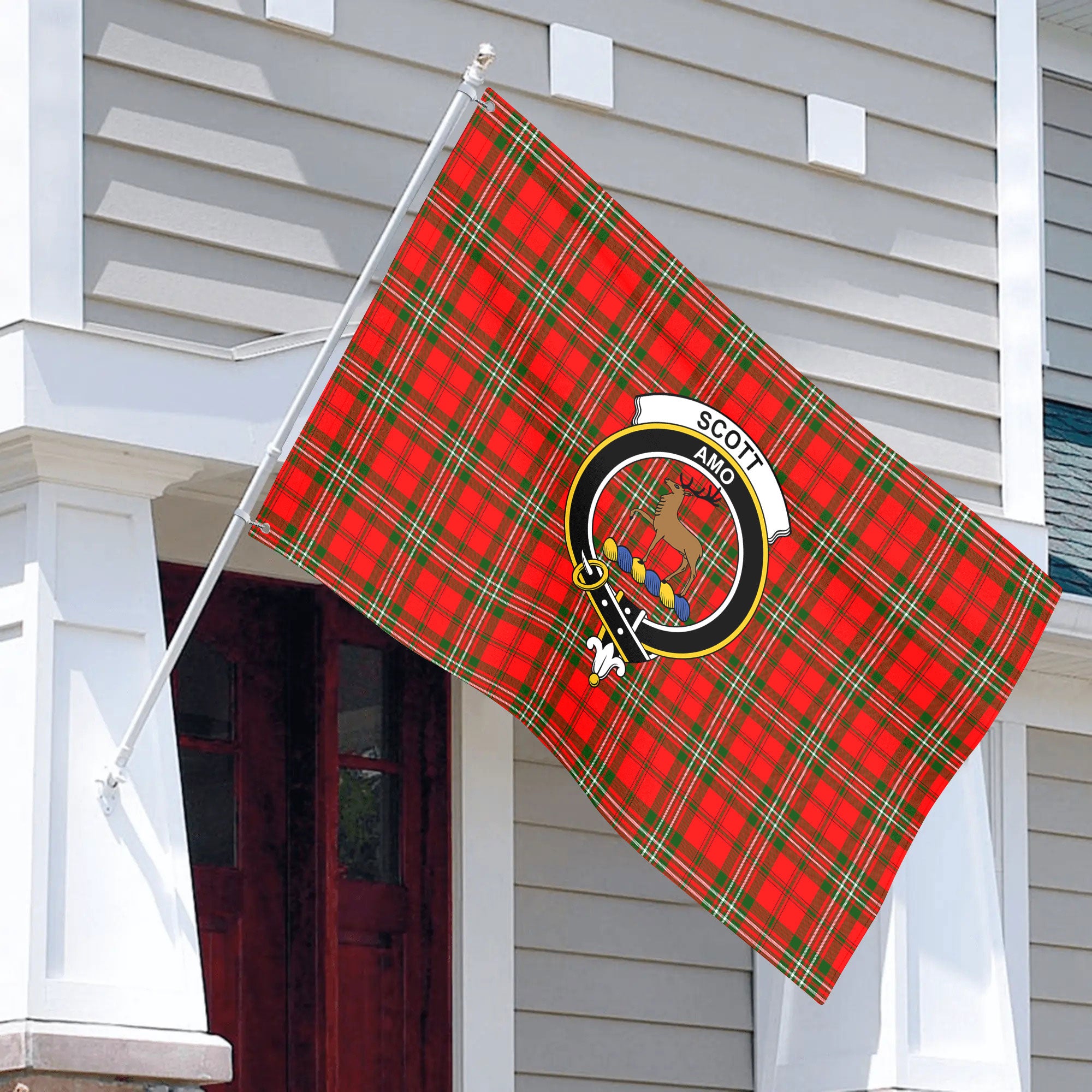 Scott Modern Tartan Crest House Flag