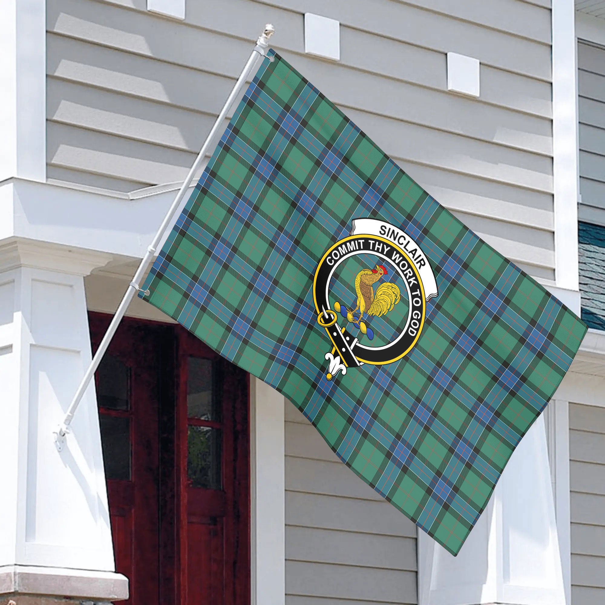 Sinclair Hunting Ancient Tartan Crest House Flag
