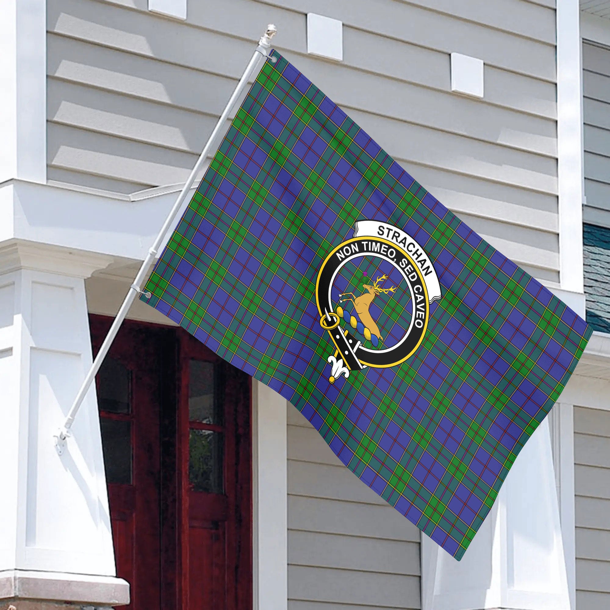 Strachan Tartan Crest House Flag