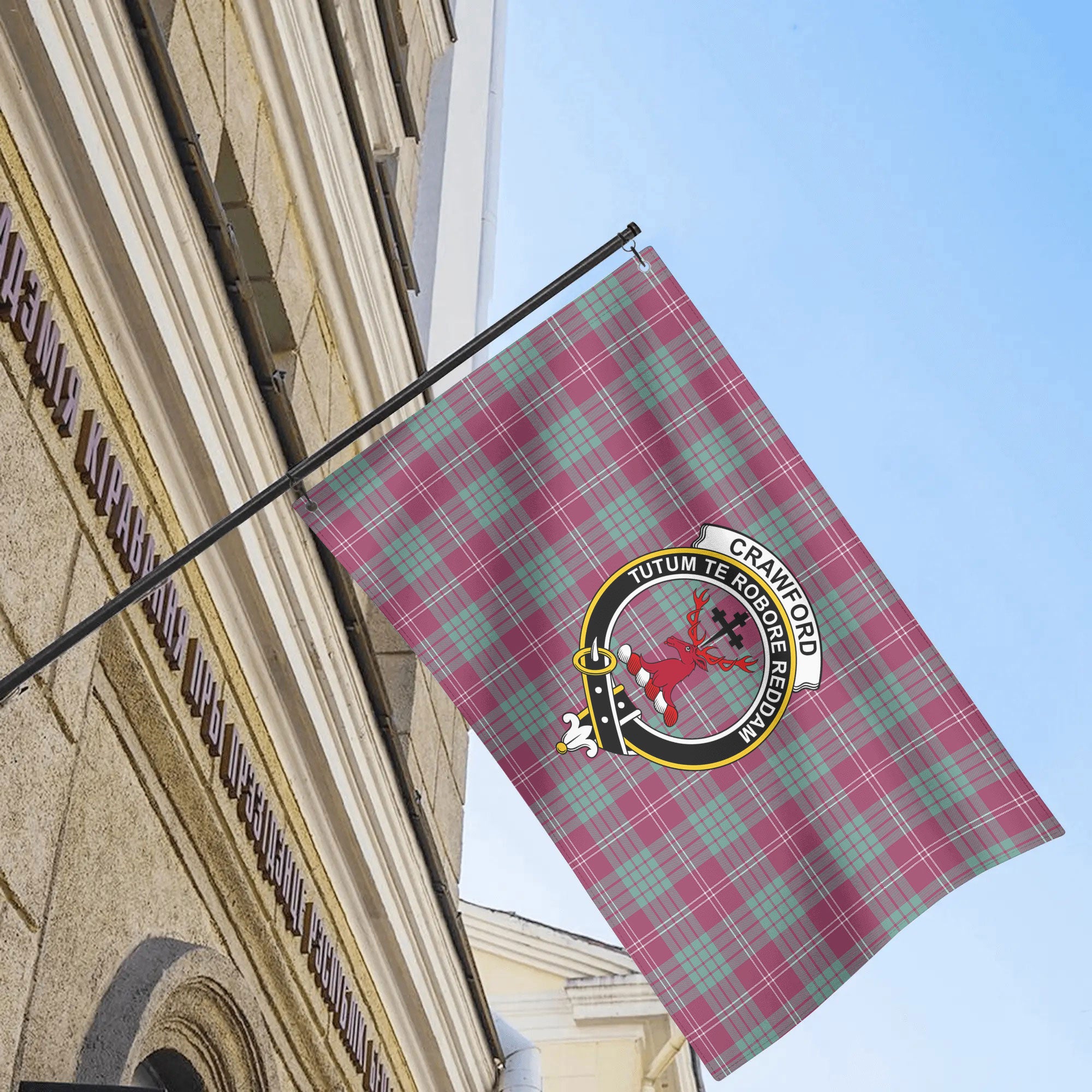 Crawford Ancient Tartan Crest House Flag