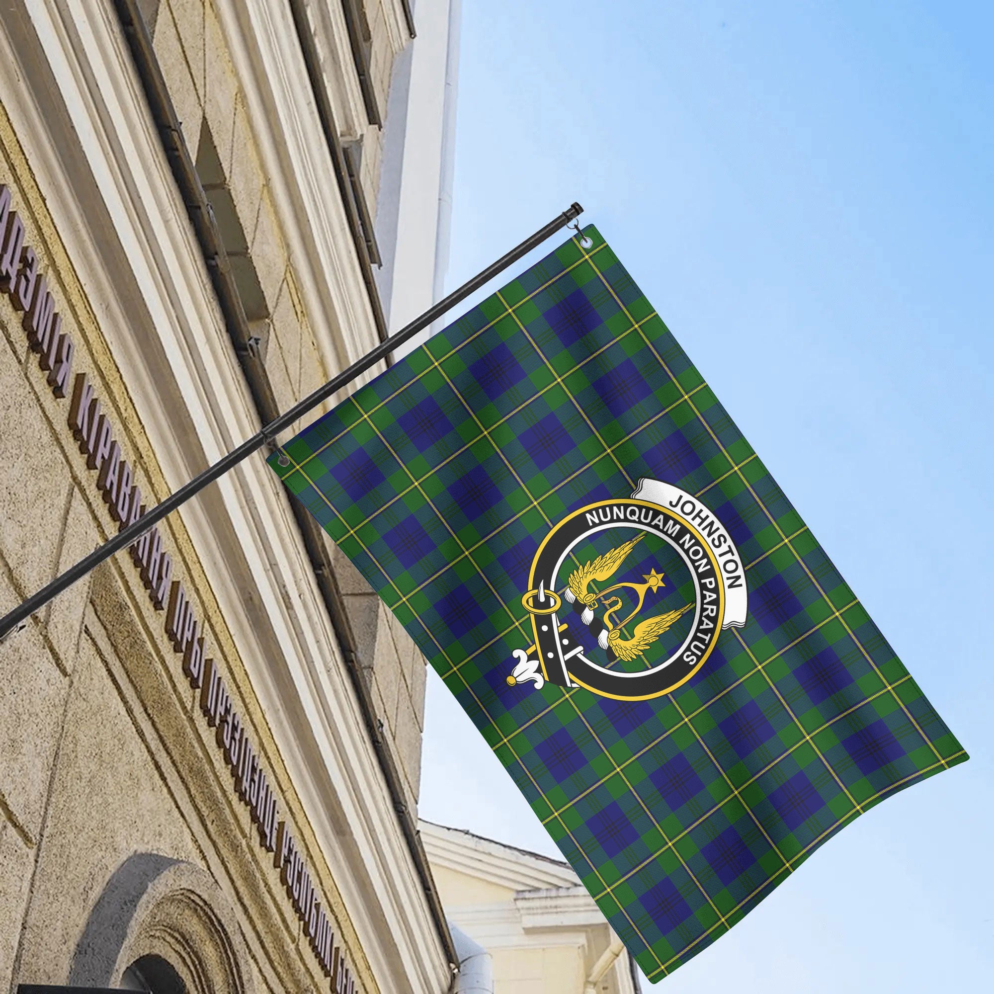 Johnston Modern Tartan Crest House Flag
