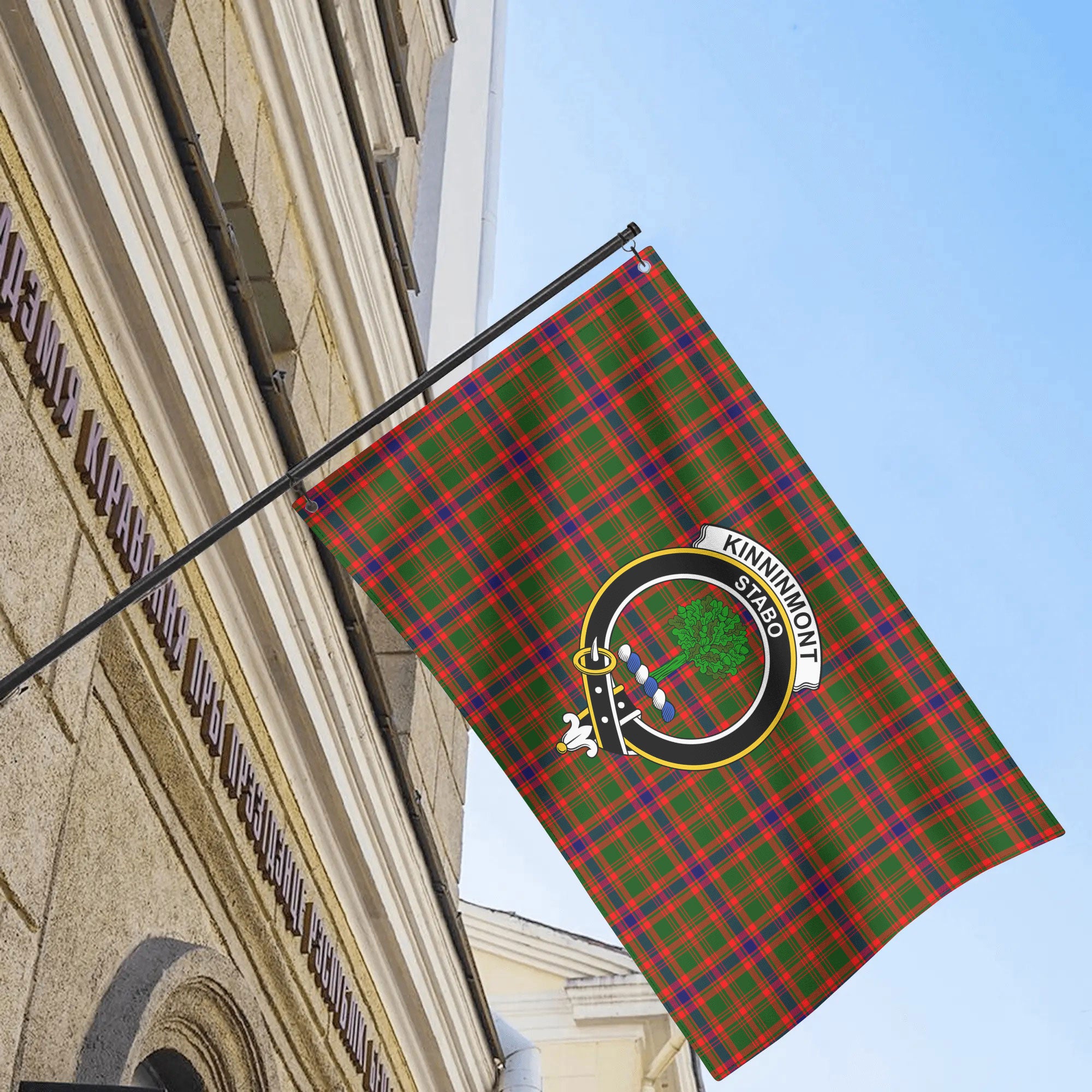 Kinninmont Tartan Crest House Flag