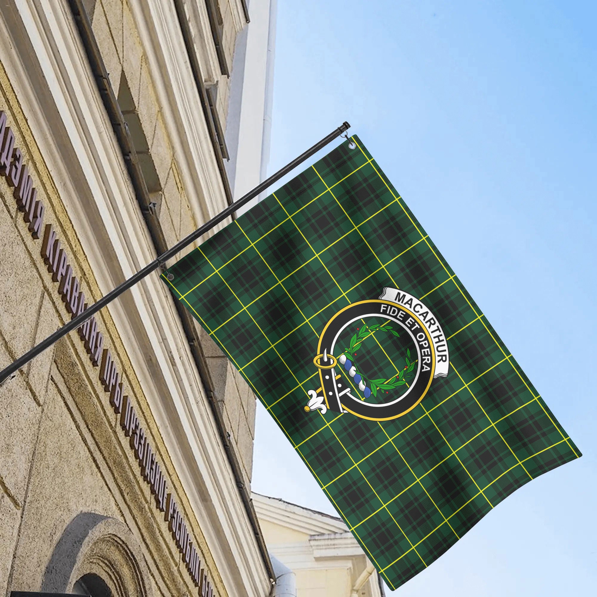 MacArthur Modern Tartan Crest House Flag