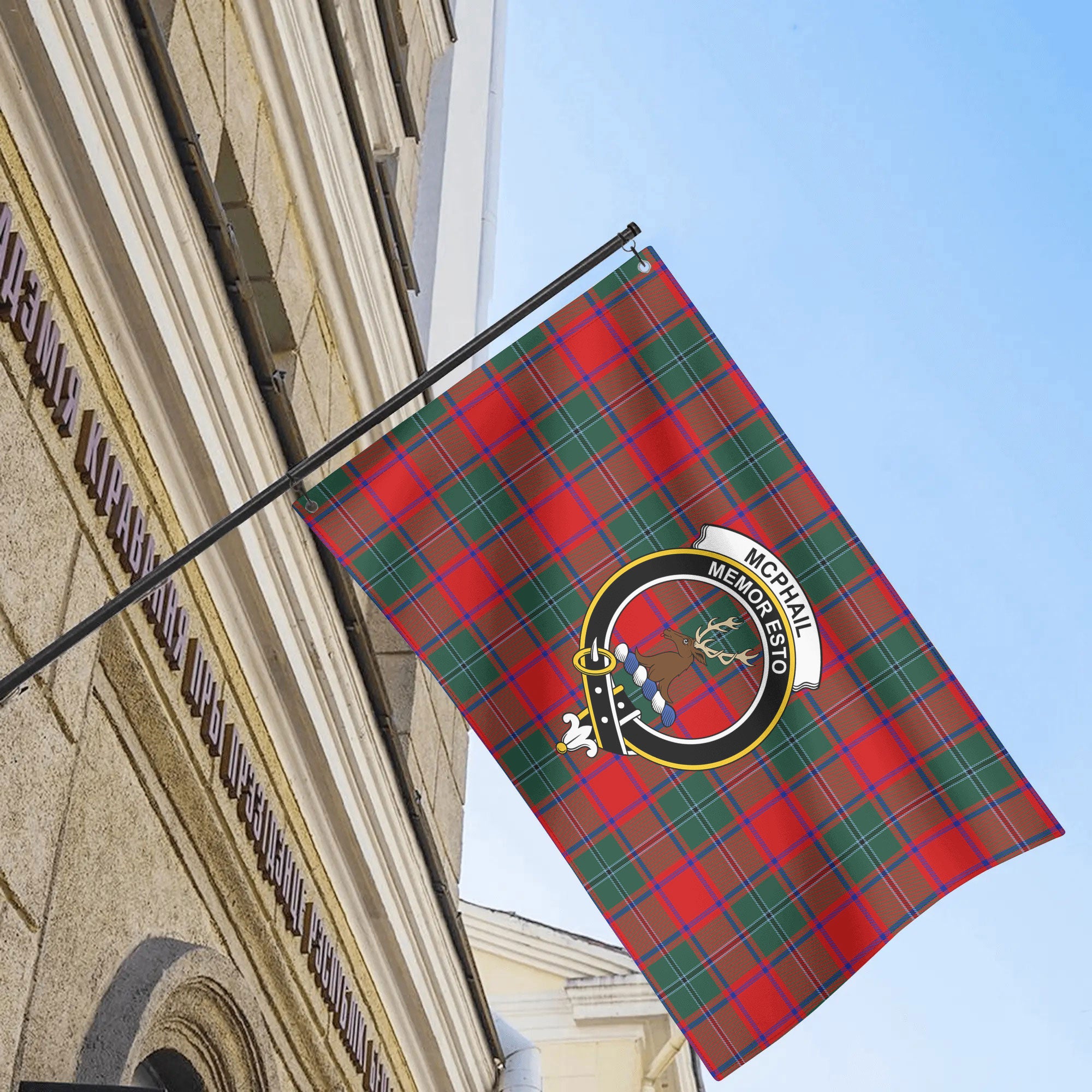 McPhail Clan Tartan Crest House Flag
