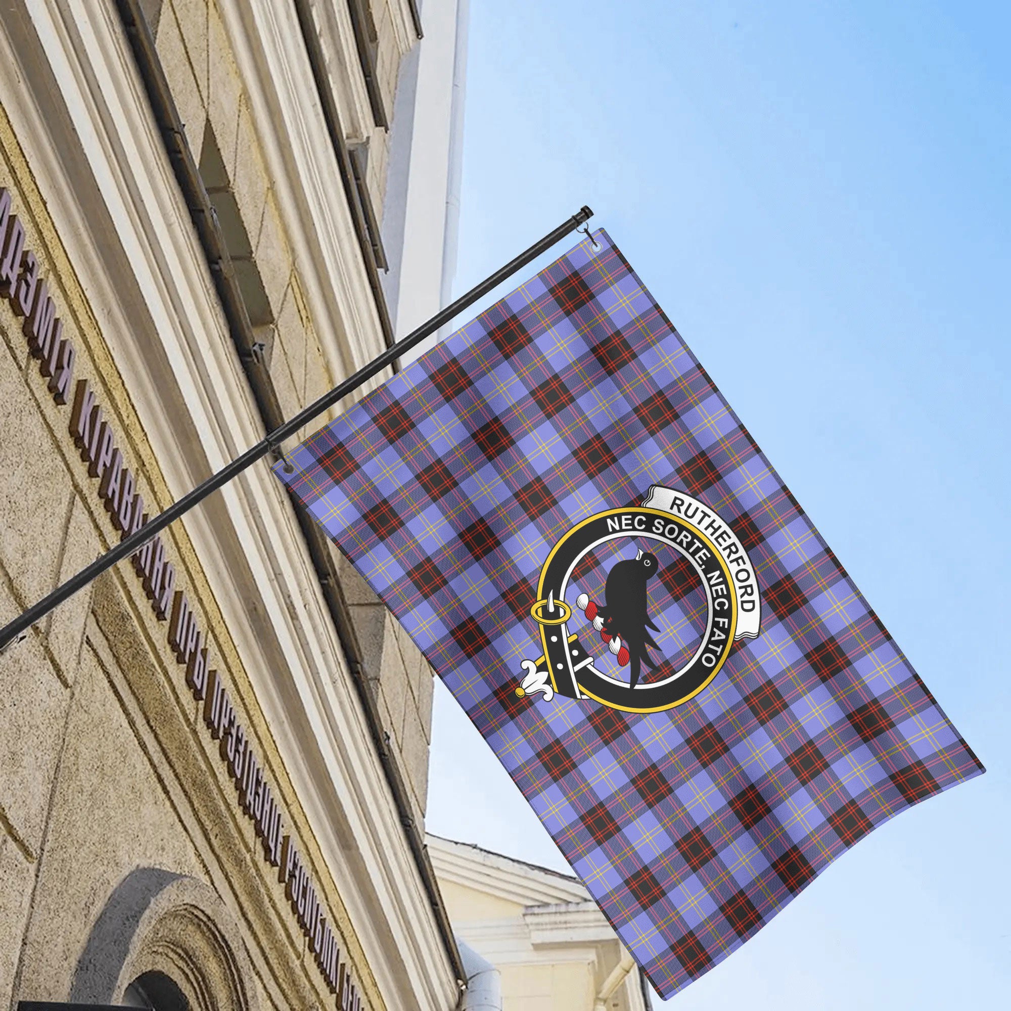 Rutherford Tartan Crest House Flag