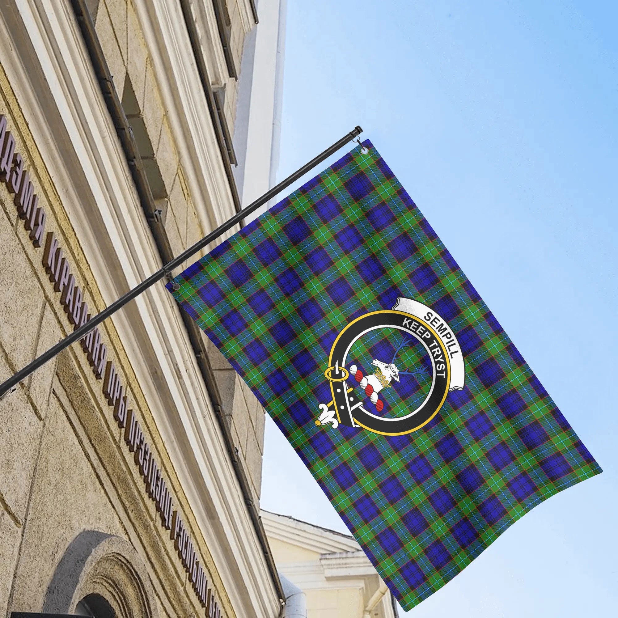 Sempill Modern Tartan Crest House Flag