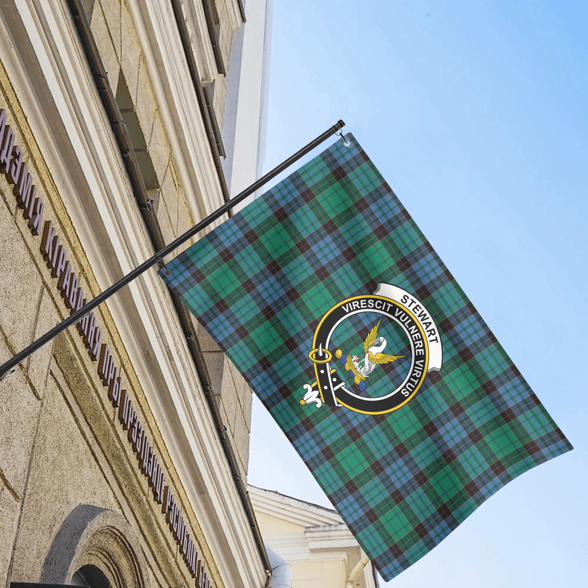 Stewart Old Ancient Tartan Crest House Flag