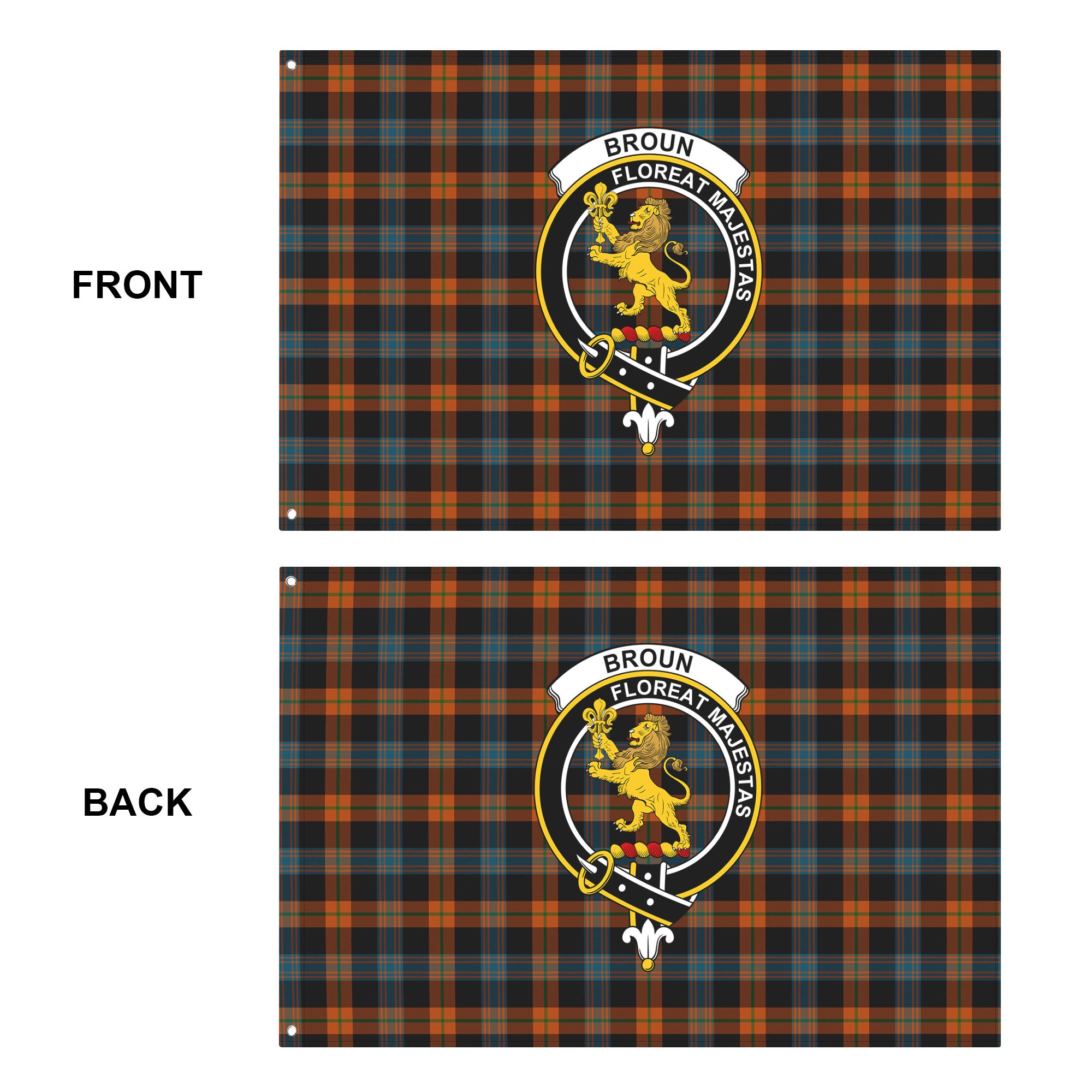 Broun Ancient Tartan Crest House Flag