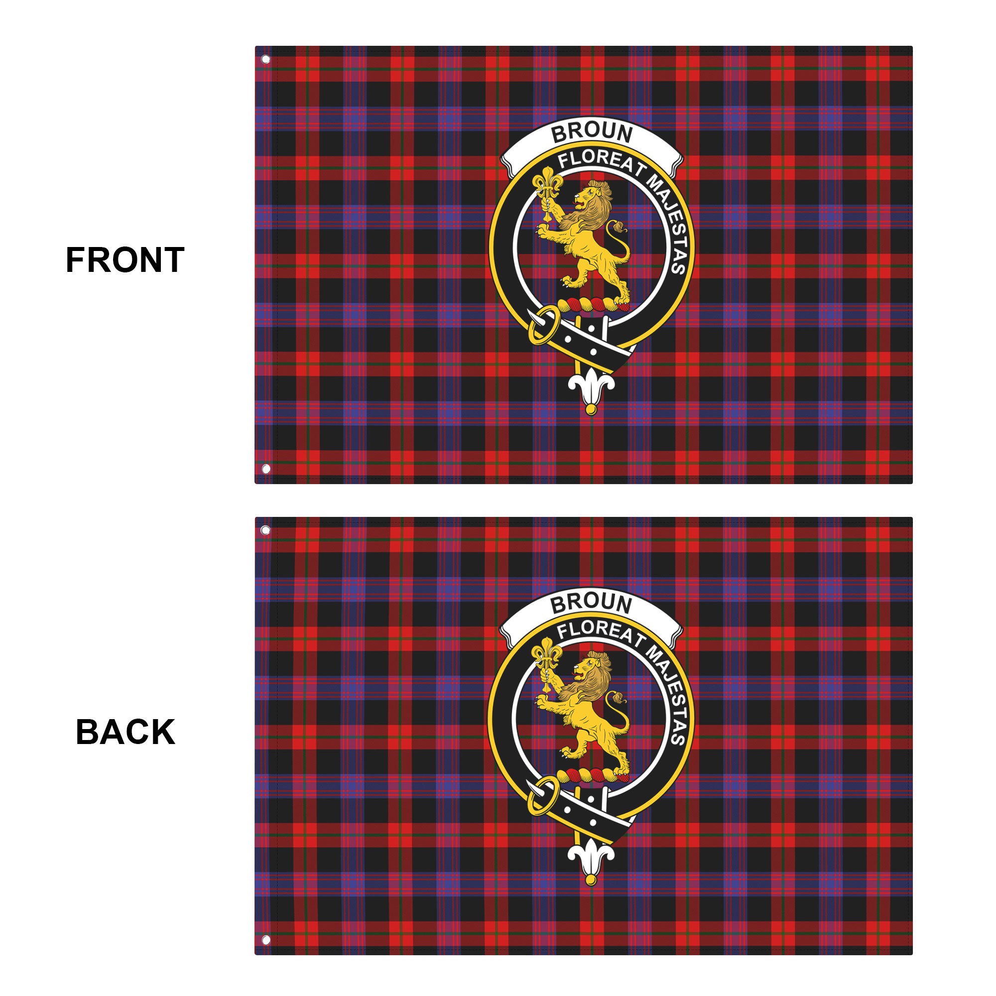 Broun Modern Tartan Crest House Flag
