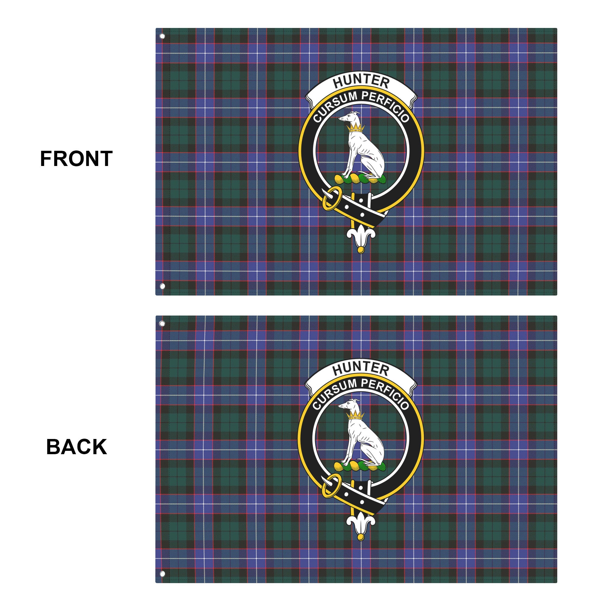 Hunter Modern Tartan Crest House Flag