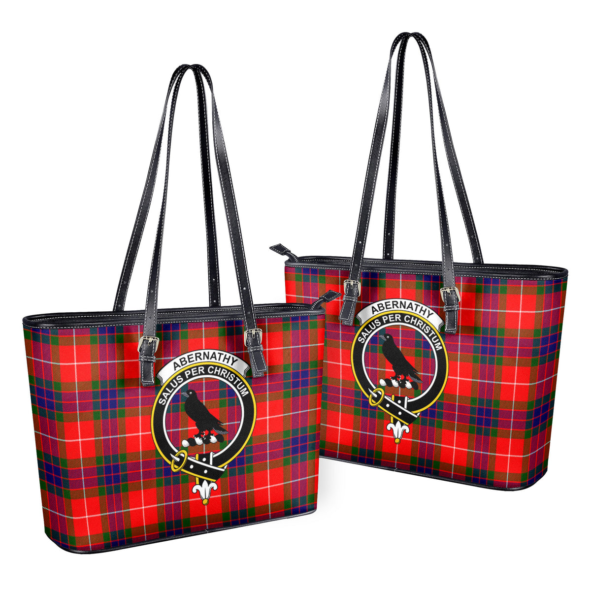 Abernathy Tartan Crest Leather Tote Bag