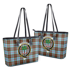 Anderson Ancient Tartan Crest Leather Tote Bag