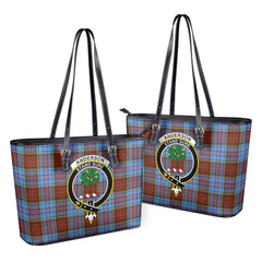 Anderson Modern Tartan Crest Leather Tote Bag