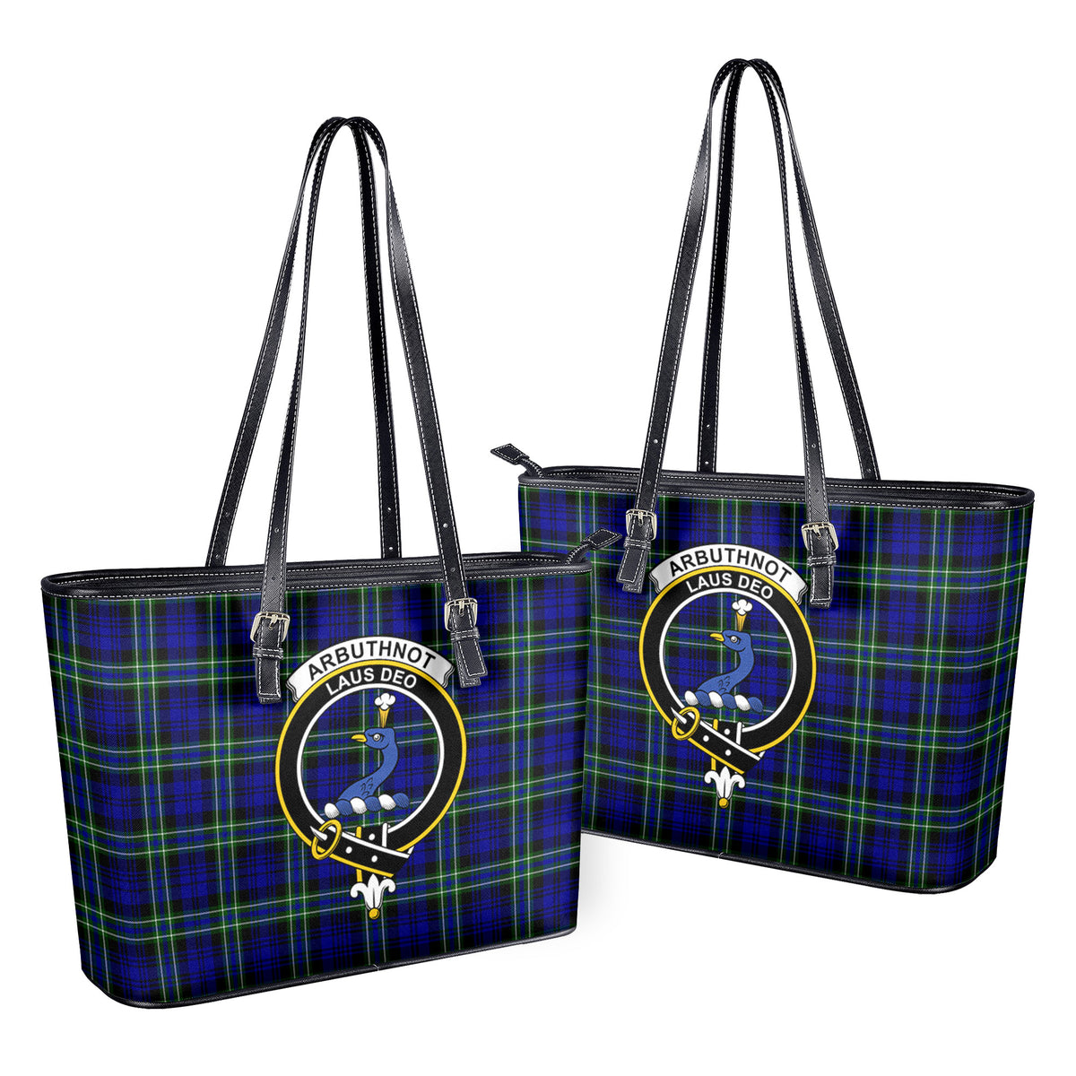 Arbuthnot Modern Tartan Crest Leather Tote Bag