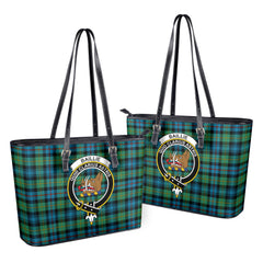 Baillie Ancient Tartan Crest Leather Tote Bag