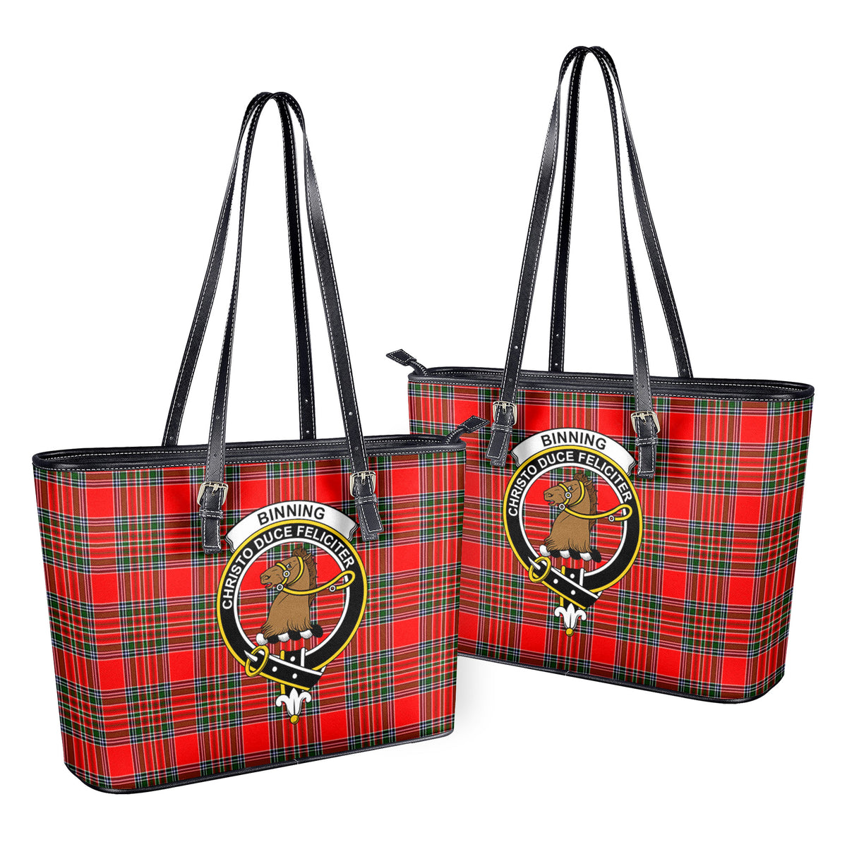 Binning (of Wallifoord) Tartan Crest Leather Tote Bag