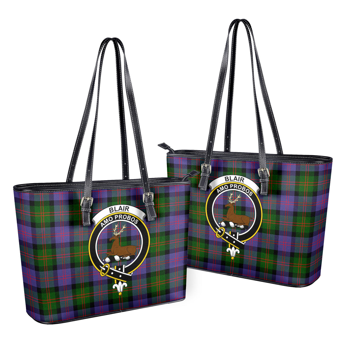 Blair Modern Tartan Crest Leather Tote Bag