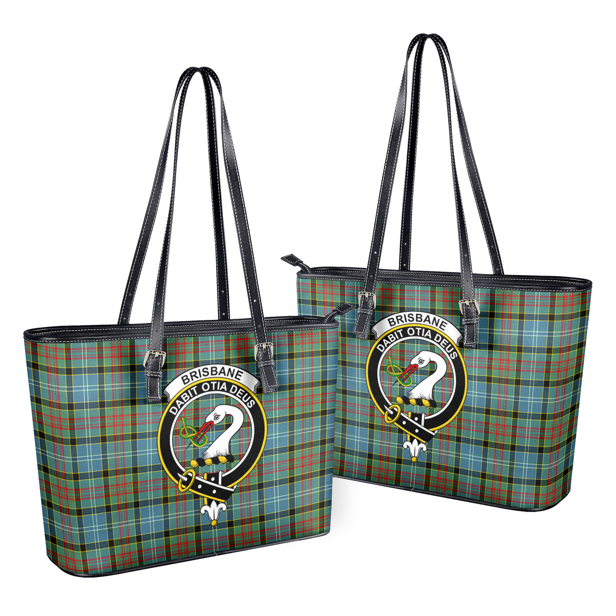 Brisbane Tartan Crest Leather Tote Bag