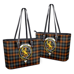 Broun Ancient Tartan Crest Leather Tote Bag