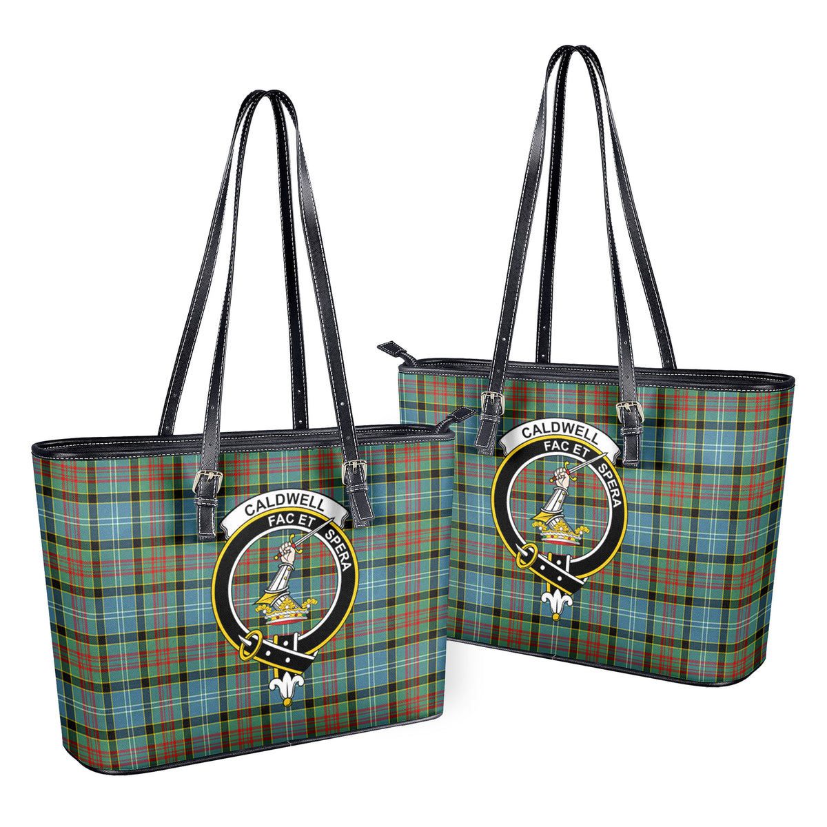 Caldwell Tartan Crest Leather Tote Bag