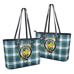 Campbell Dress Ancient Tartan Crest Leather Tote Bag