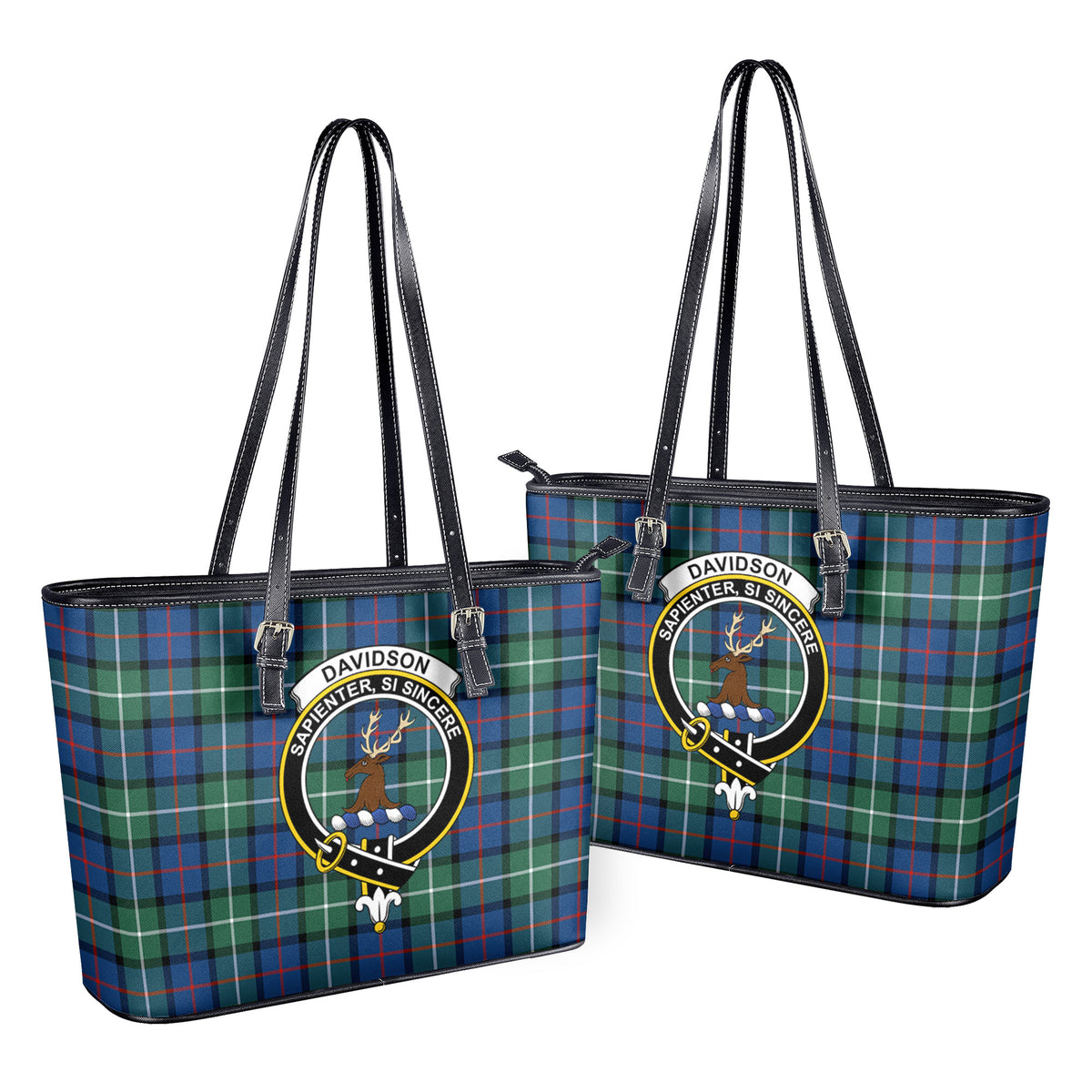 Davidson of Tulloch Tartan Crest Leather Tote Bag