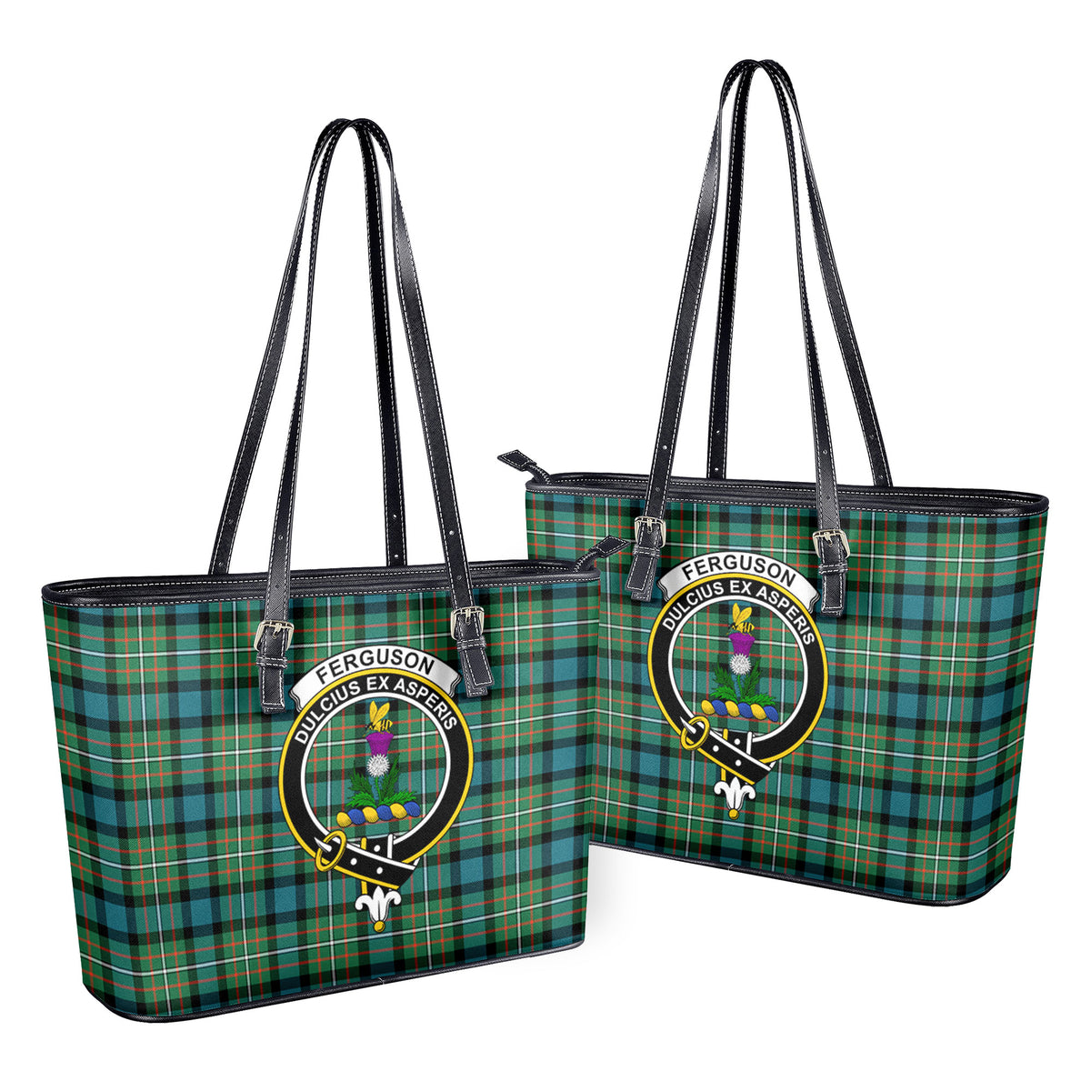 Ferguson Ancient Tartan Crest Leather Tote Bag