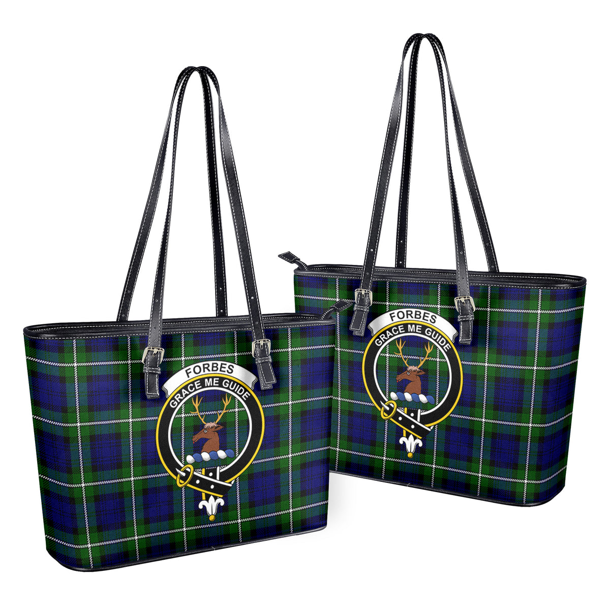 Forbes Modern Tartan Crest Leather Tote Bag