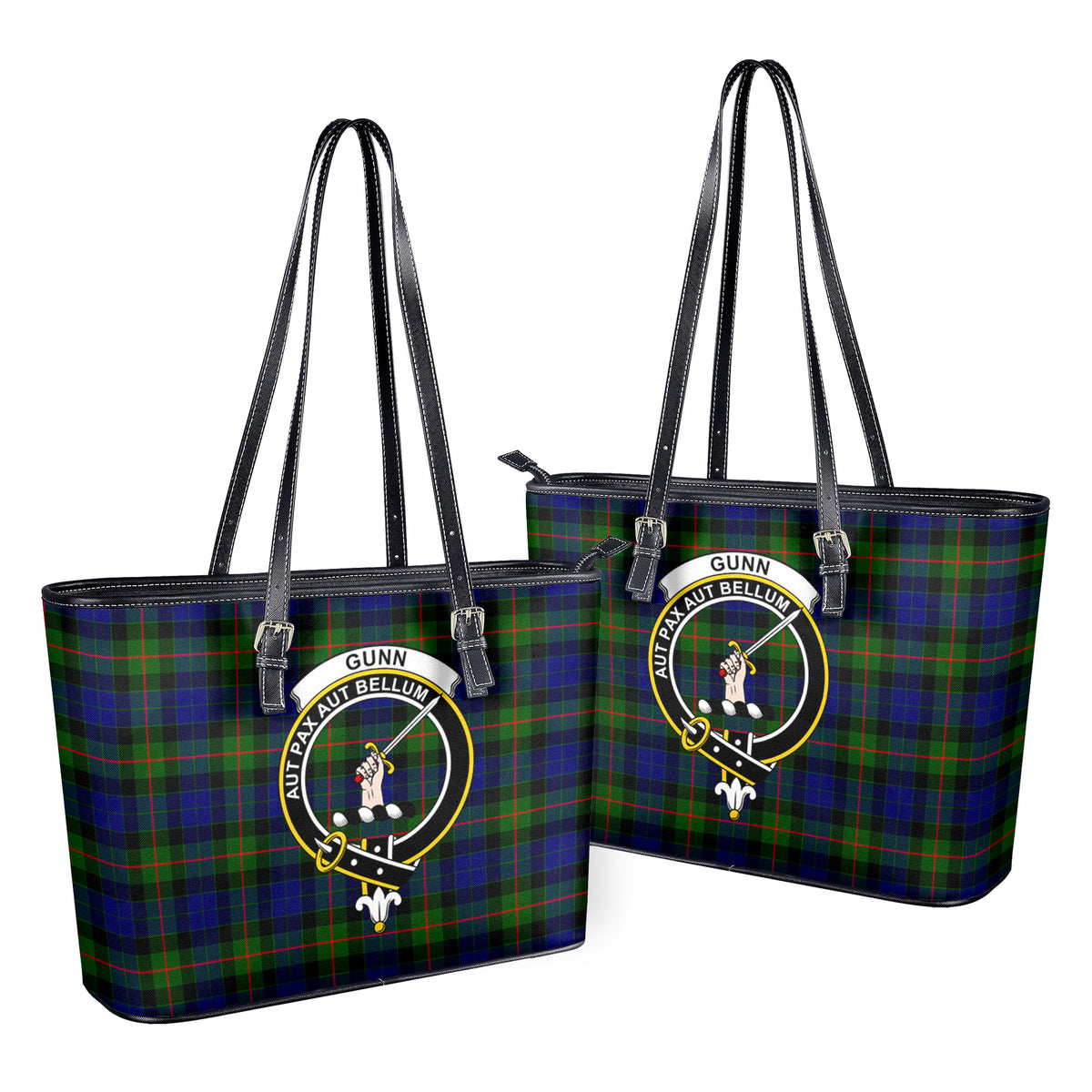 Gunn Modern Tartan Crest Leather Tote Bag