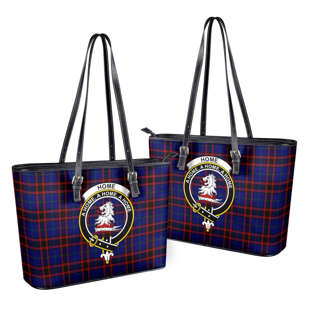 Home Modern Tartan Crest Leather Tote Bag