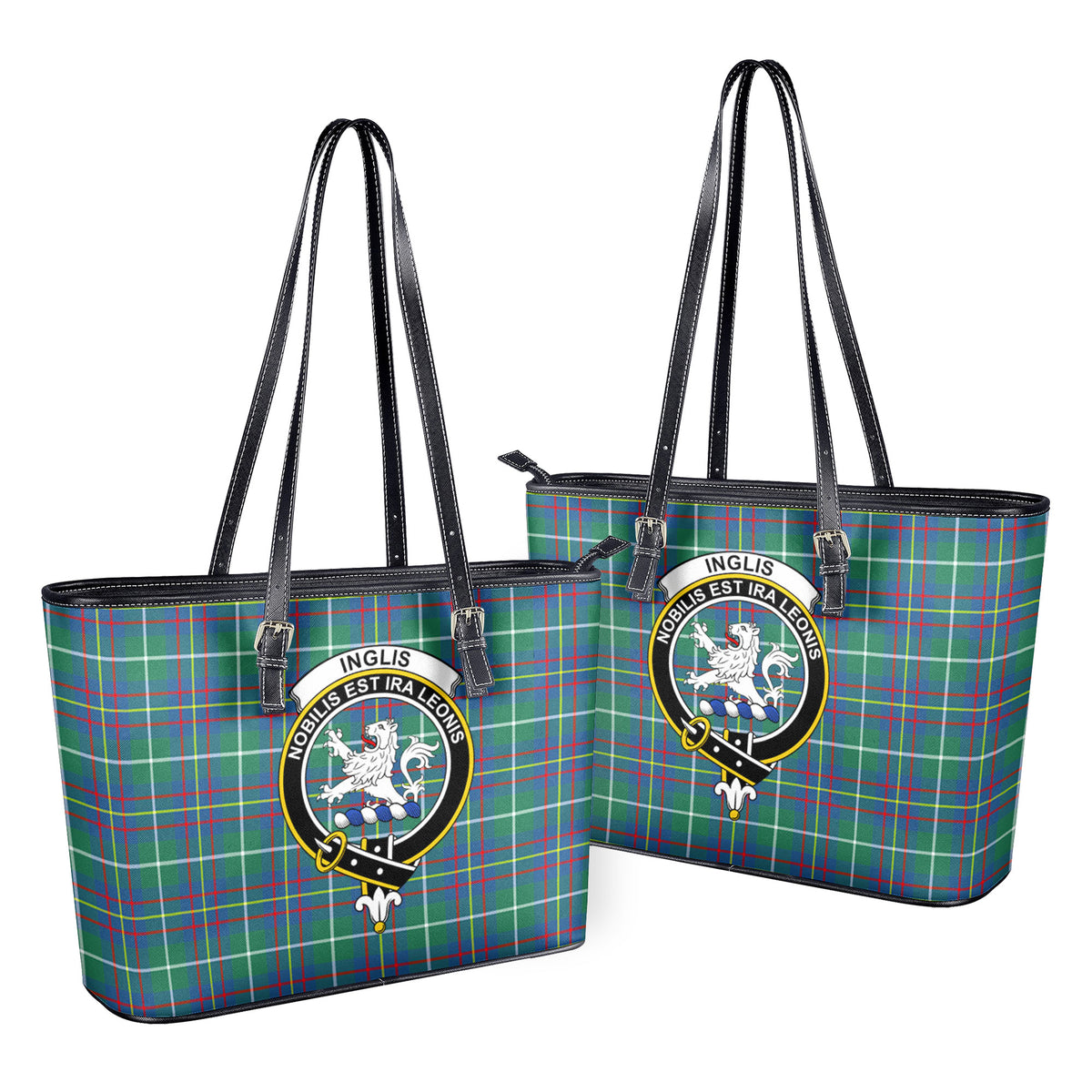 Inglis Ancient Tartan Crest Leather Tote Bag