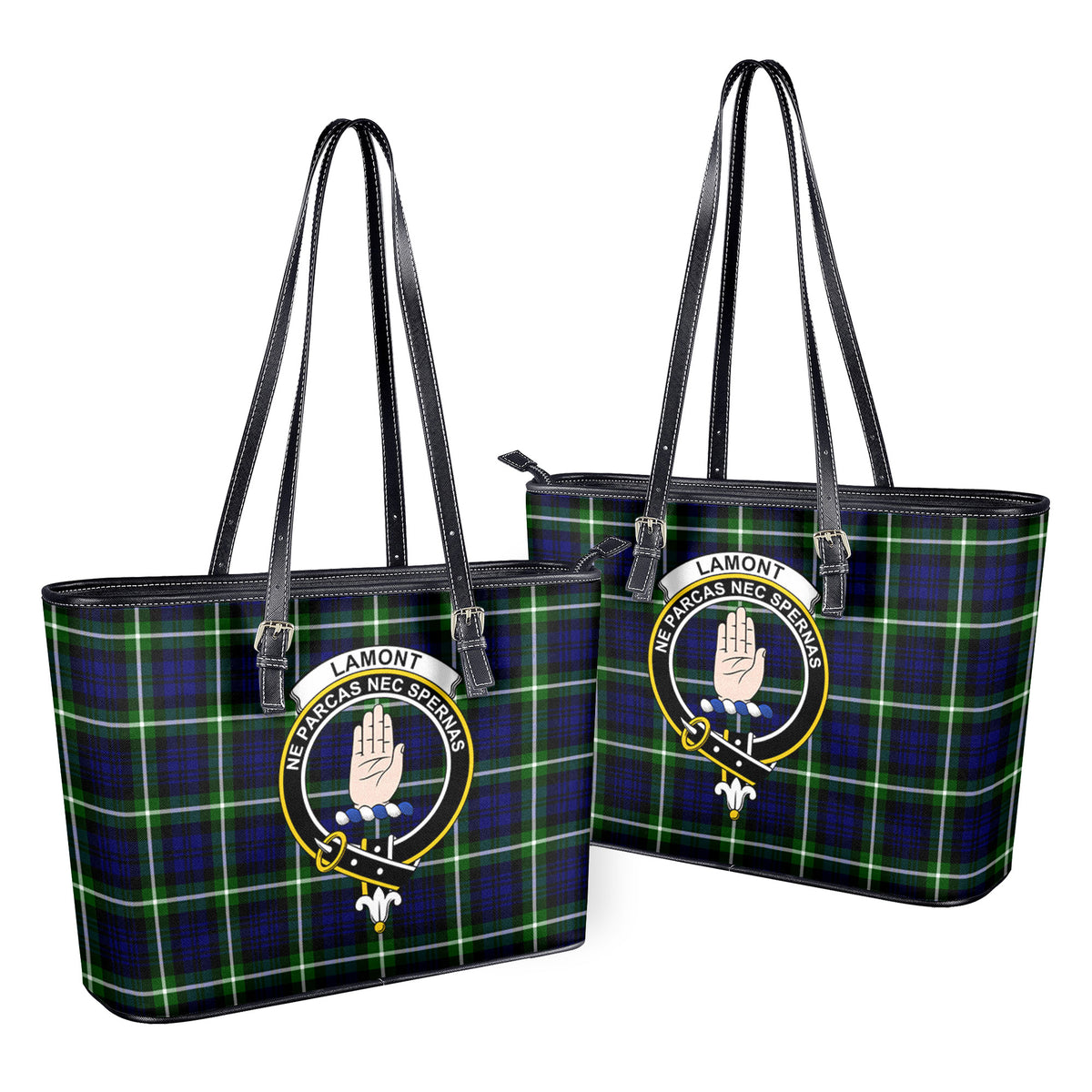 Lamont Modern Tartan Crest Leather Tote Bag