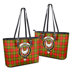 Leask Tartan Crest Leather Tote Bag