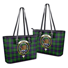 Leslie Hunting Tartan Crest Leather Tote Bag