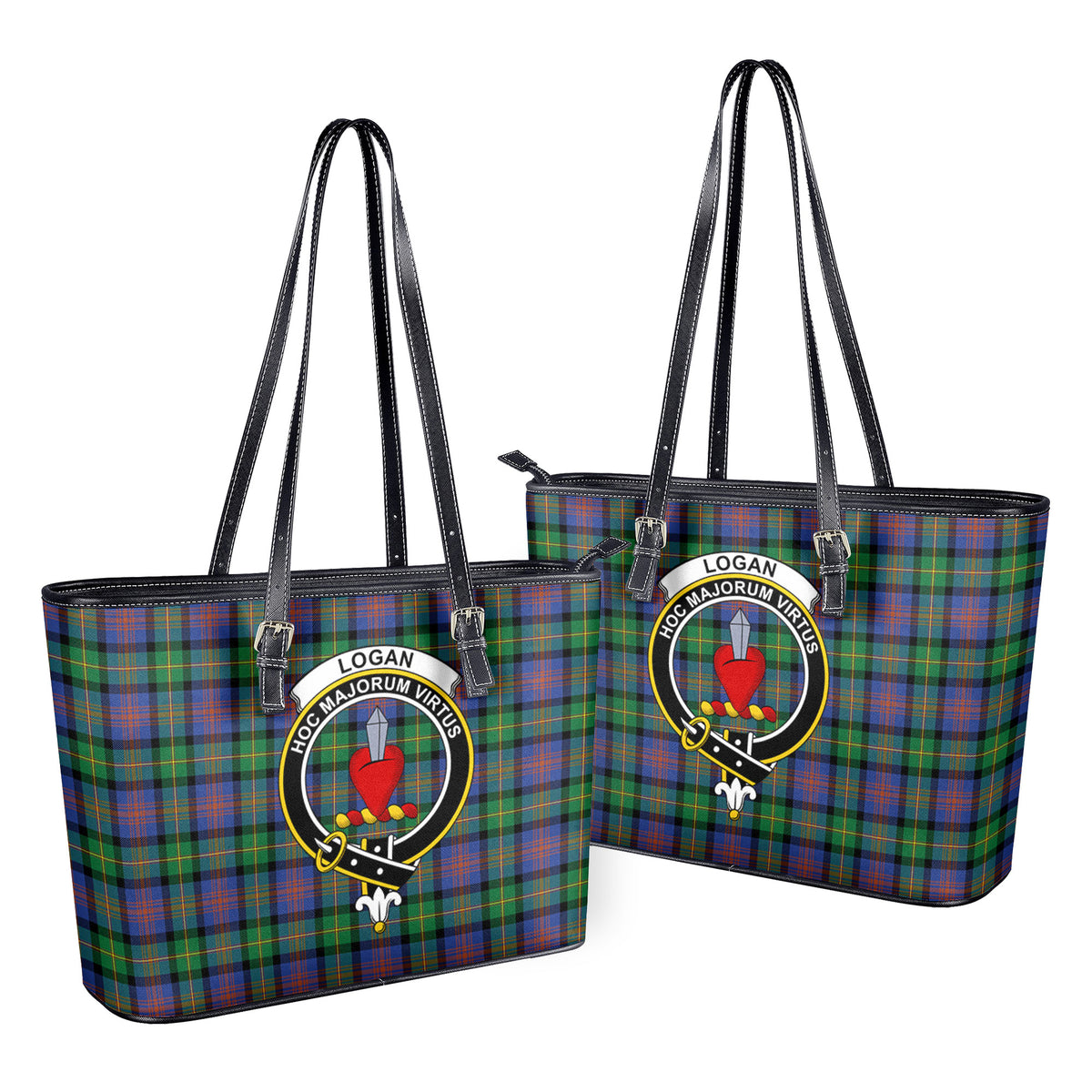 Logan Ancient Tartan Crest Leather Tote Bag