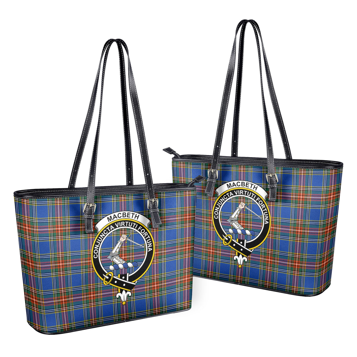 MacBeth Ancient Tartan Crest Leather Tote Bag