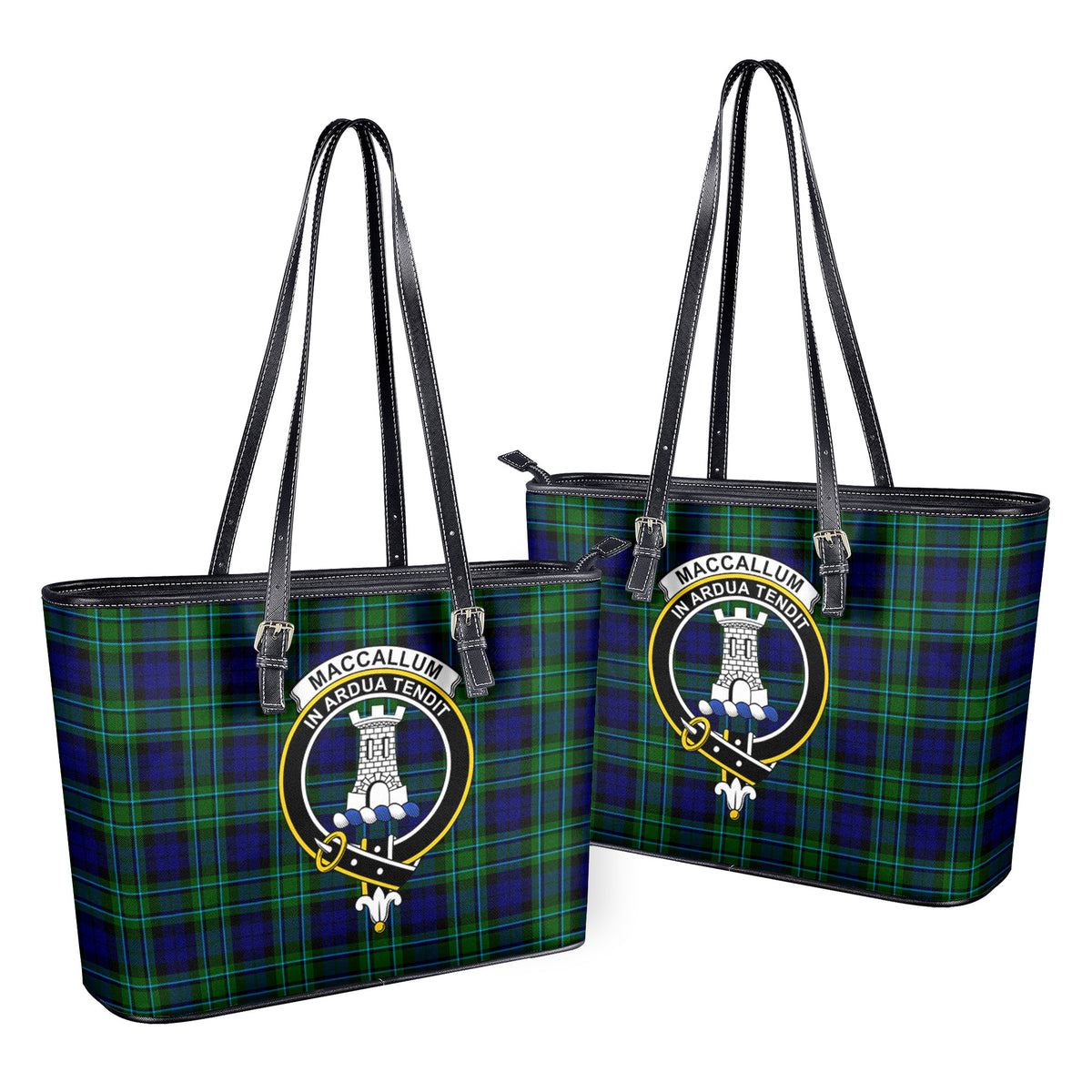 MacCallum Modern Tartan Crest Leather Tote Bag