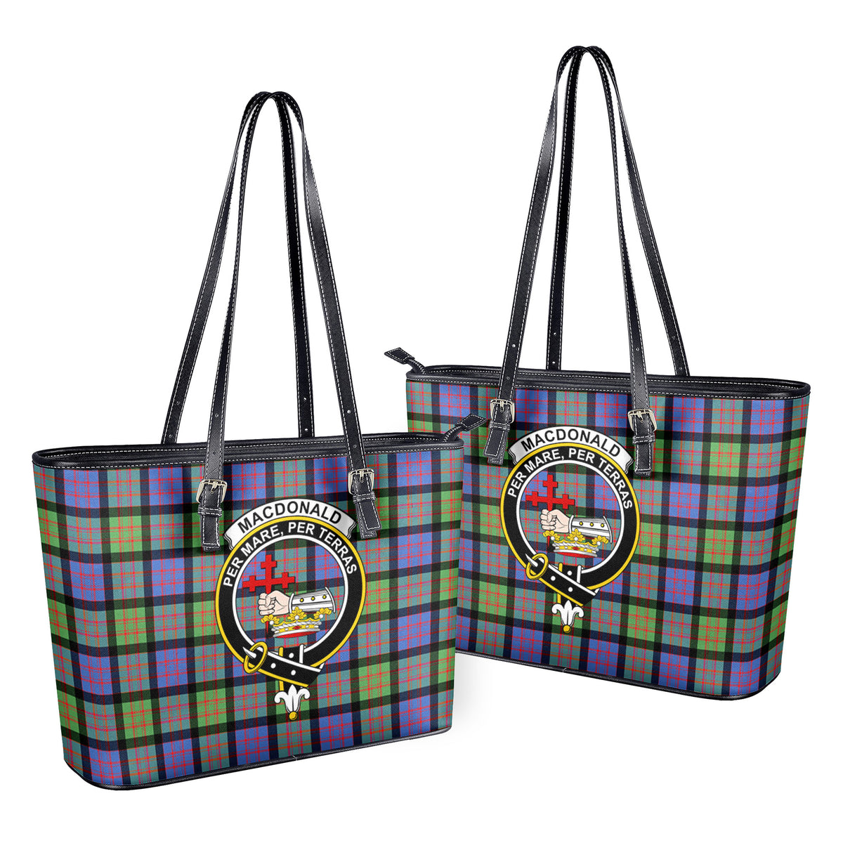 MacDonald Ancient Tartan Crest Leather Tote Bag