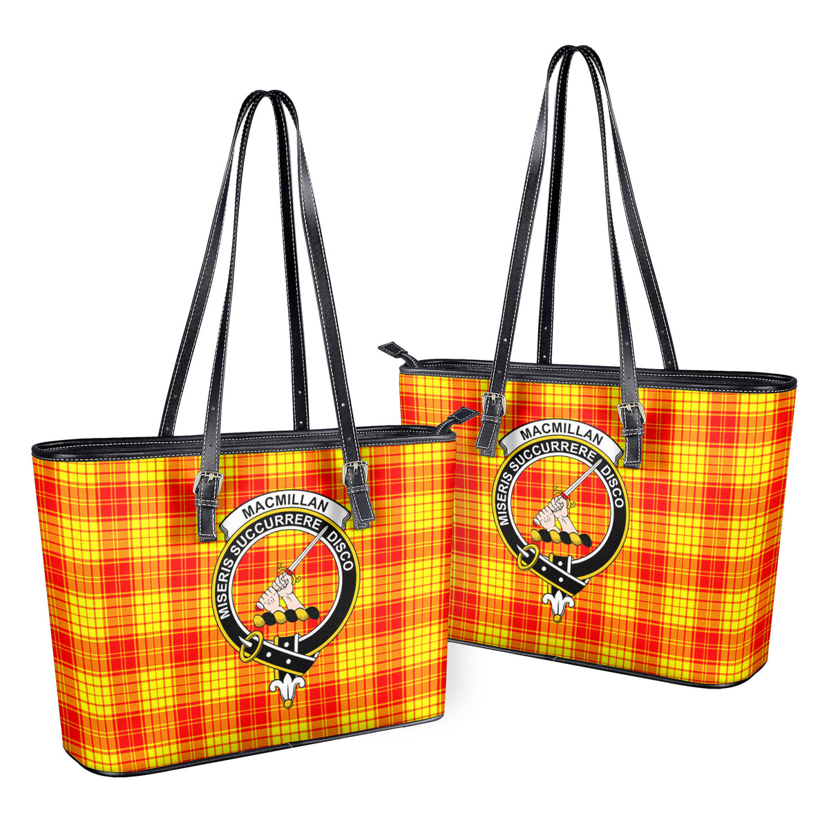 MacMillan Clan Tartan Crest Leather Tote Bag