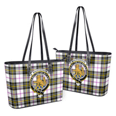 MacPherson Dress Modern Tartan Crest Leather Tote Bag