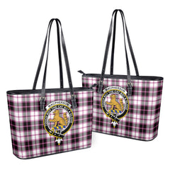 MacPherson Hunting Modern Tartan Crest Leather Tote Bag