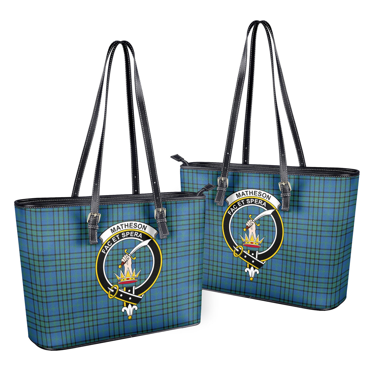 Matheson Hunting Ancient Tartan Crest Leather Tote Bag