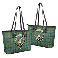 McMillan Hunting Ancient Tartan Crest Leather Tote Bag