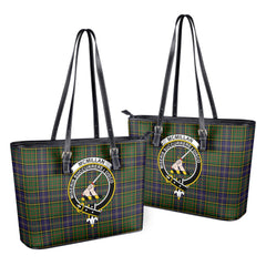 McMillan Hunting Modern Tartan Crest Leather Tote Bag