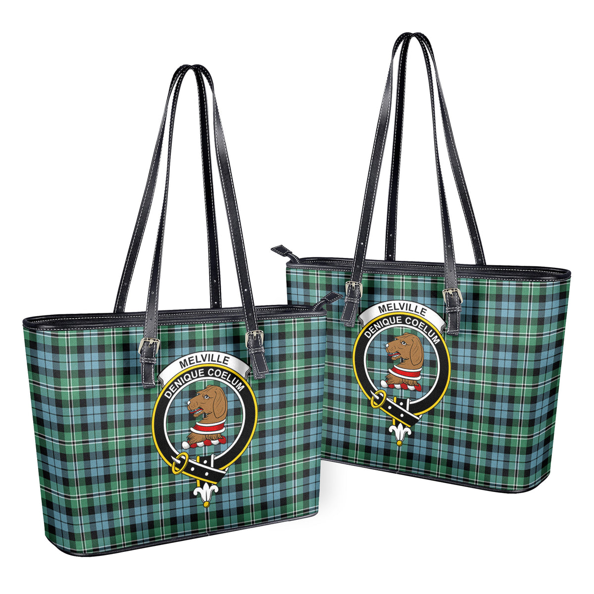 Melville Tartan Crest Leather Tote Bag