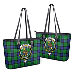 Monteith Tartan Crest Leather Tote Bag